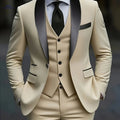 Men's 3-Piece Suit Set - Jacket, Vest & Trousers for Formal Events   OAXG 