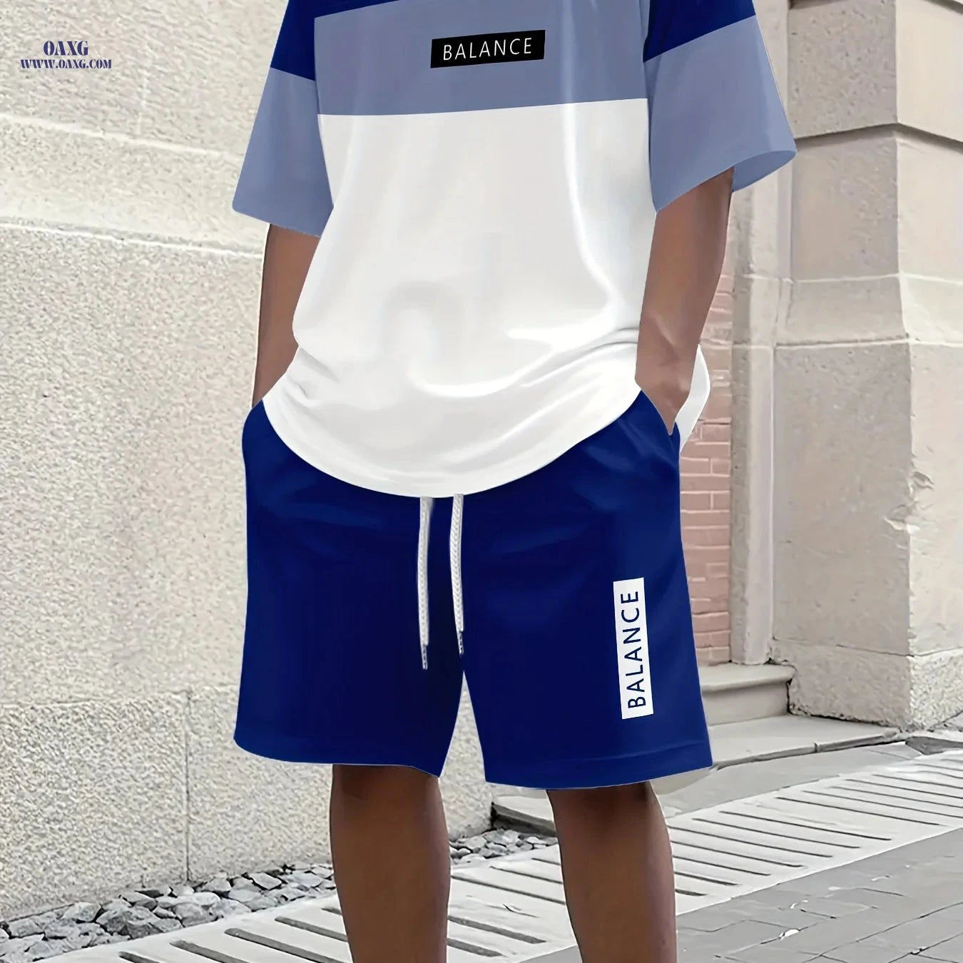 Men's 3D Casual Summer T-Shirt & Shorts Set - Olive Green "BALANCE"   OAXG 