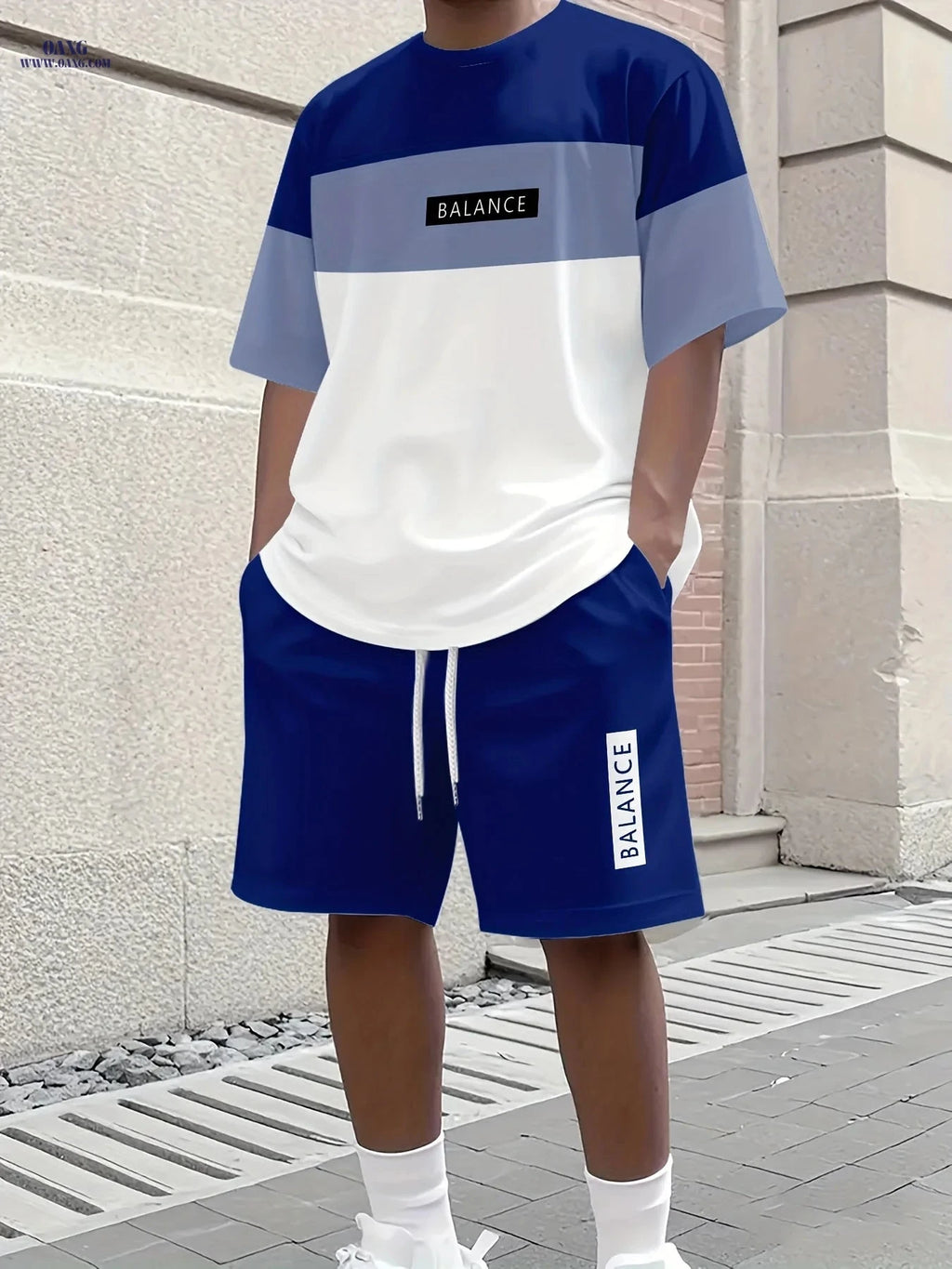 Men's 3D Casual Summer T-Shirt & Shorts Set - Olive Green "BALANCE"   OAXG Yellow-green / FR S