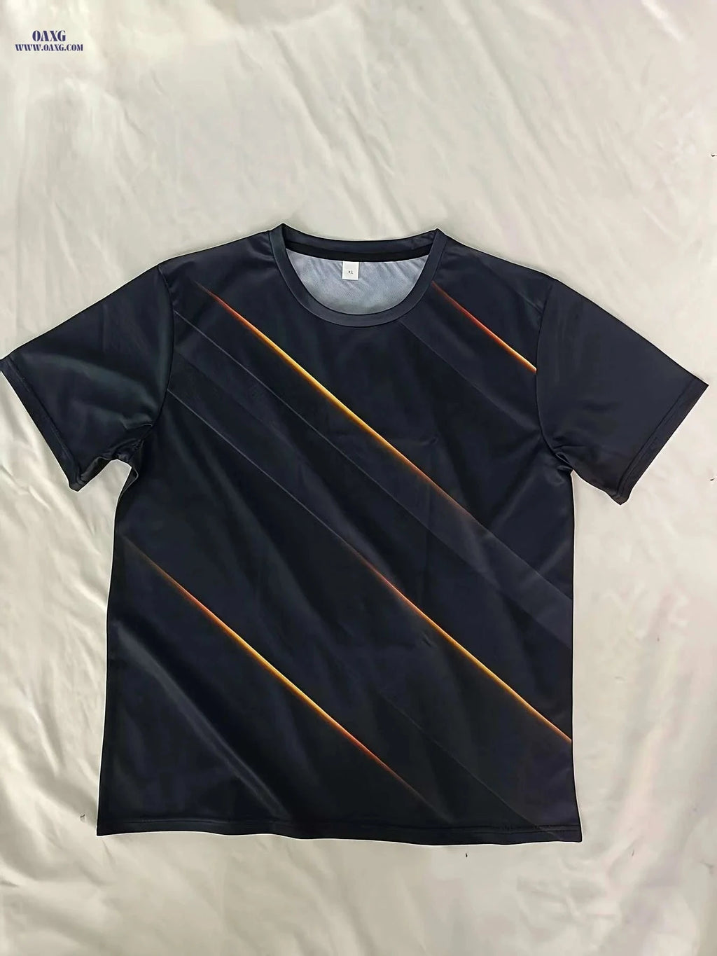 Men's 3D Diagonal Stripe T-Shirt - Casual Summer Crew Neck Style   OAXG Mixed Color / S