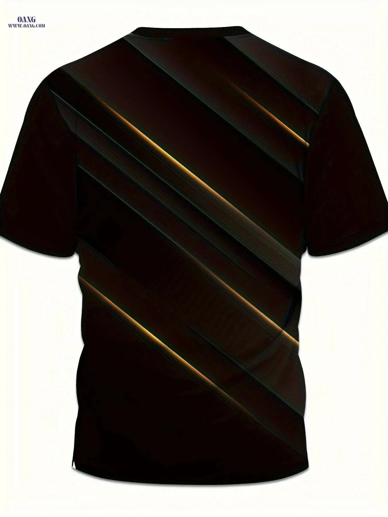 Men's 3D Diagonal Stripe T-Shirt - Casual Summer Crew Neck Style   OAXG Mixed Color / S
