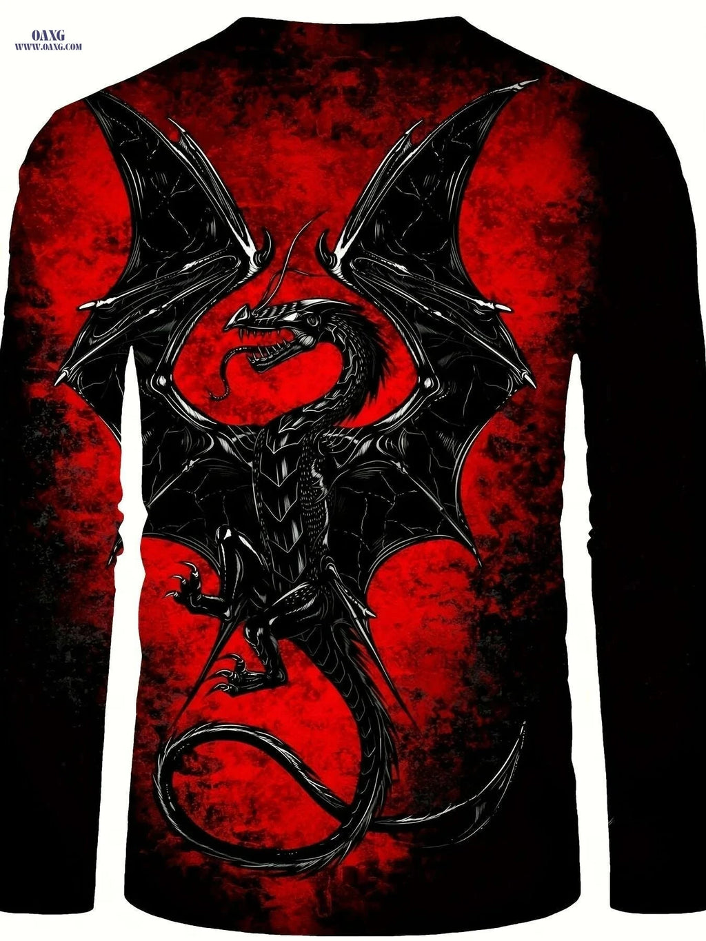 Men's 3D Dragon Print Henley Shirt - Stretch Fabric, Casual Fit   OAXG Black / S