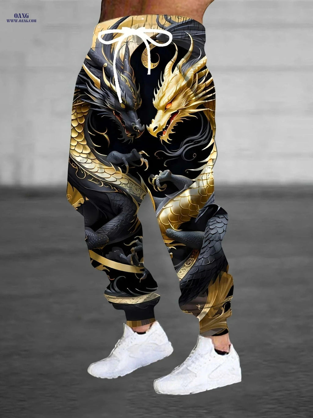 Men's 3D Dragon Print Joggers - Casual Stretchy Sweatpants   OAXG Mixed Color / FR S