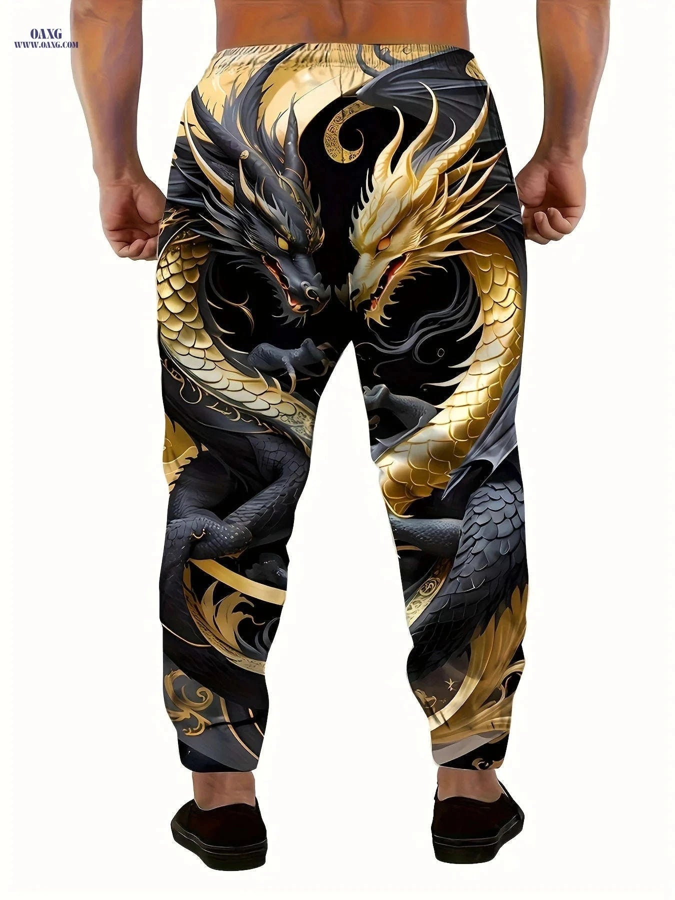 Men's 3D Dragon Print Joggers - Casual Stretchy Sweatpants   OAXG 