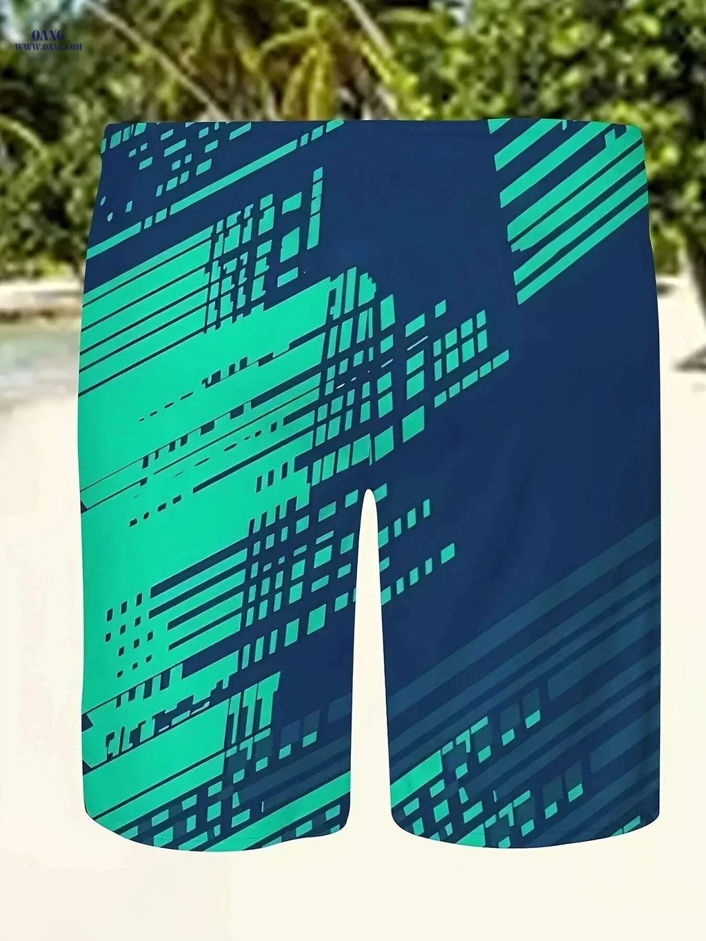 Men's 3D Geometric Print Beach Shorts - Lightweight Quick-Dry Swim Trunks   OAXG Mixed Color / S