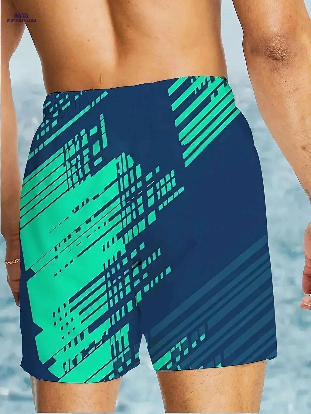 Men's 3D Geometric Print Beach Shorts - Lightweight Quick-Dry Swim Trunks   OAXG Mixed Color / S
