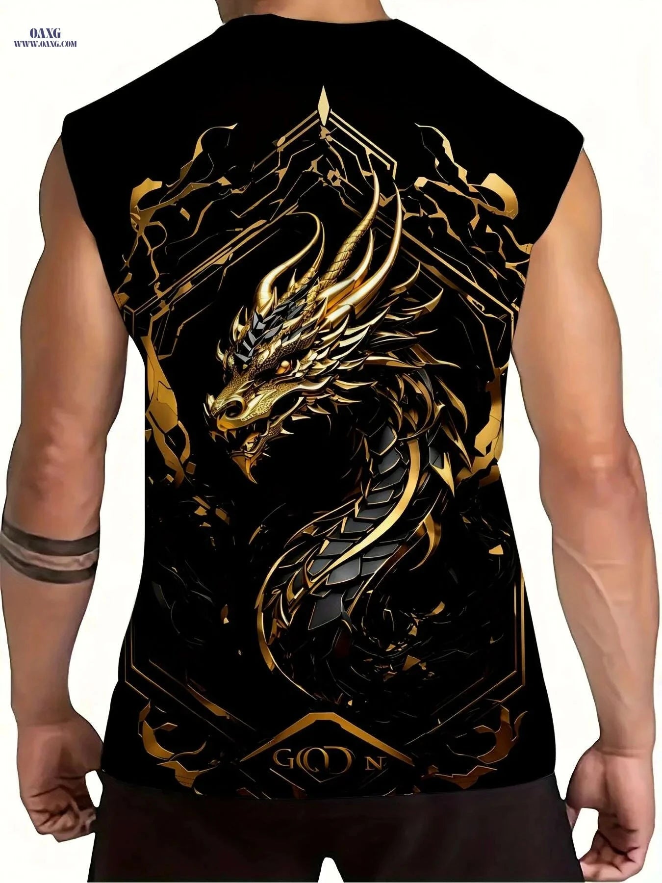 Men's 3D Golden Dragon Tank Top - Breathable Casual Athletic Shirt   OAXG Mixed Color / S
