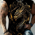 Men's 3D Golden Dragon Tank Top - Breathable Casual Athletic Shirt   OAXG 