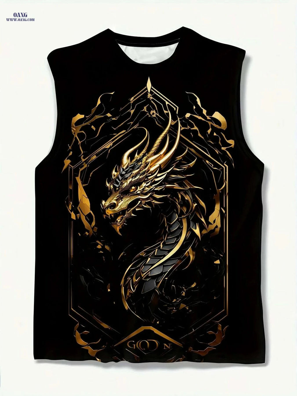 Men's 3D Golden Dragon Tank Top - Breathable Casual Athletic Shirt   OAXG 