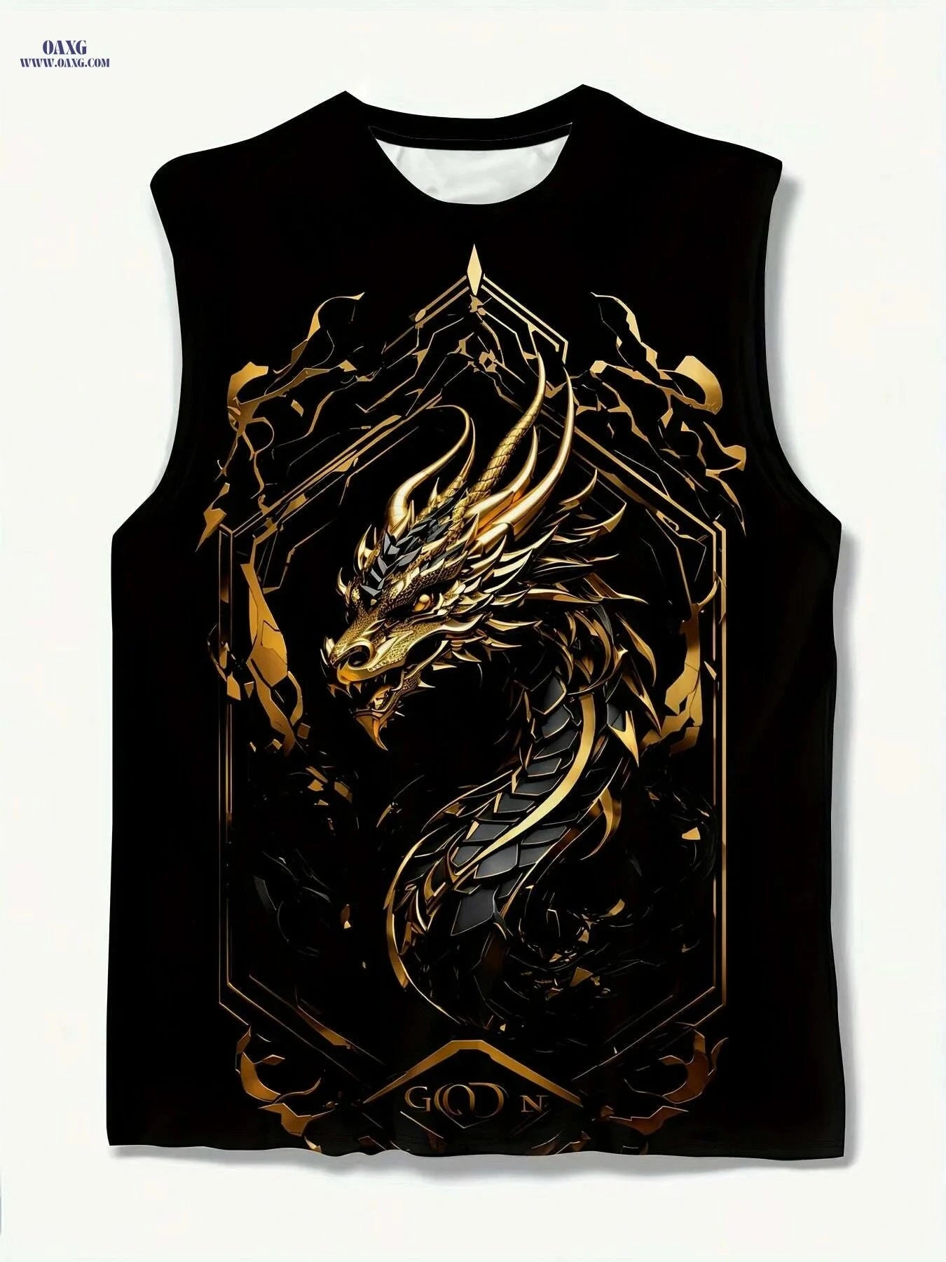 Men's 3D Golden Dragon Tank Top - Breathable Casual Athletic Shirt   OAXG 