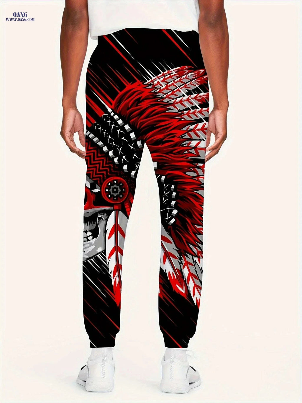 Men's 3D Graphic Sweatpants - Native American Skull Print, Regular Fit   OAXG 