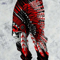 Men's 3D Graphic Sweatpants - Native American Skull Print, Regular Fit   OAXG Red / S