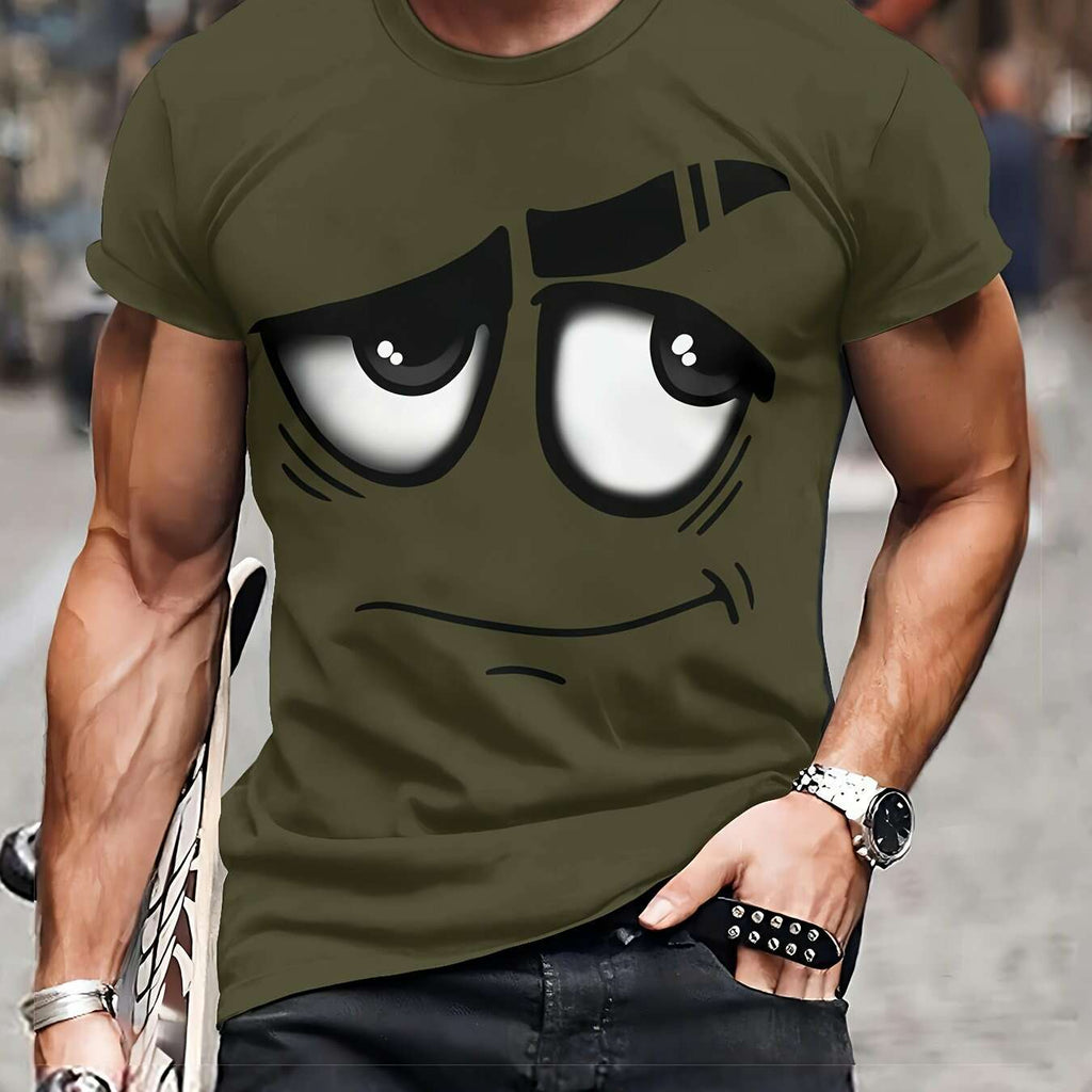 Men's 3D Graphic Tee - Casual Polyester Crew Neck, Machine Washable   OAXG 
