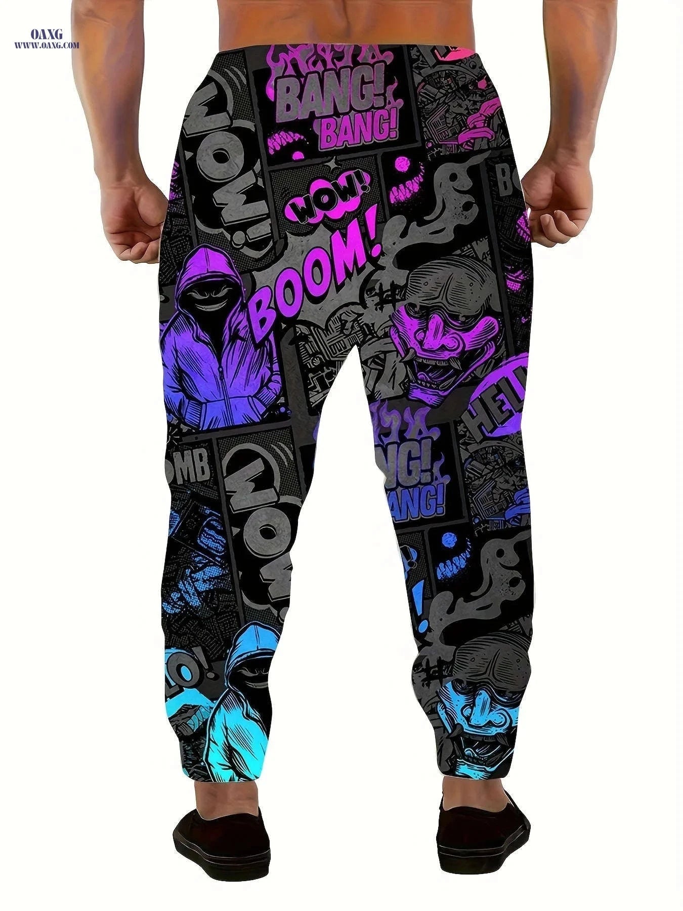 Men's 3D Halloween Comic Joggers - Casual Polyester Pants with Pockets   OAXG 
