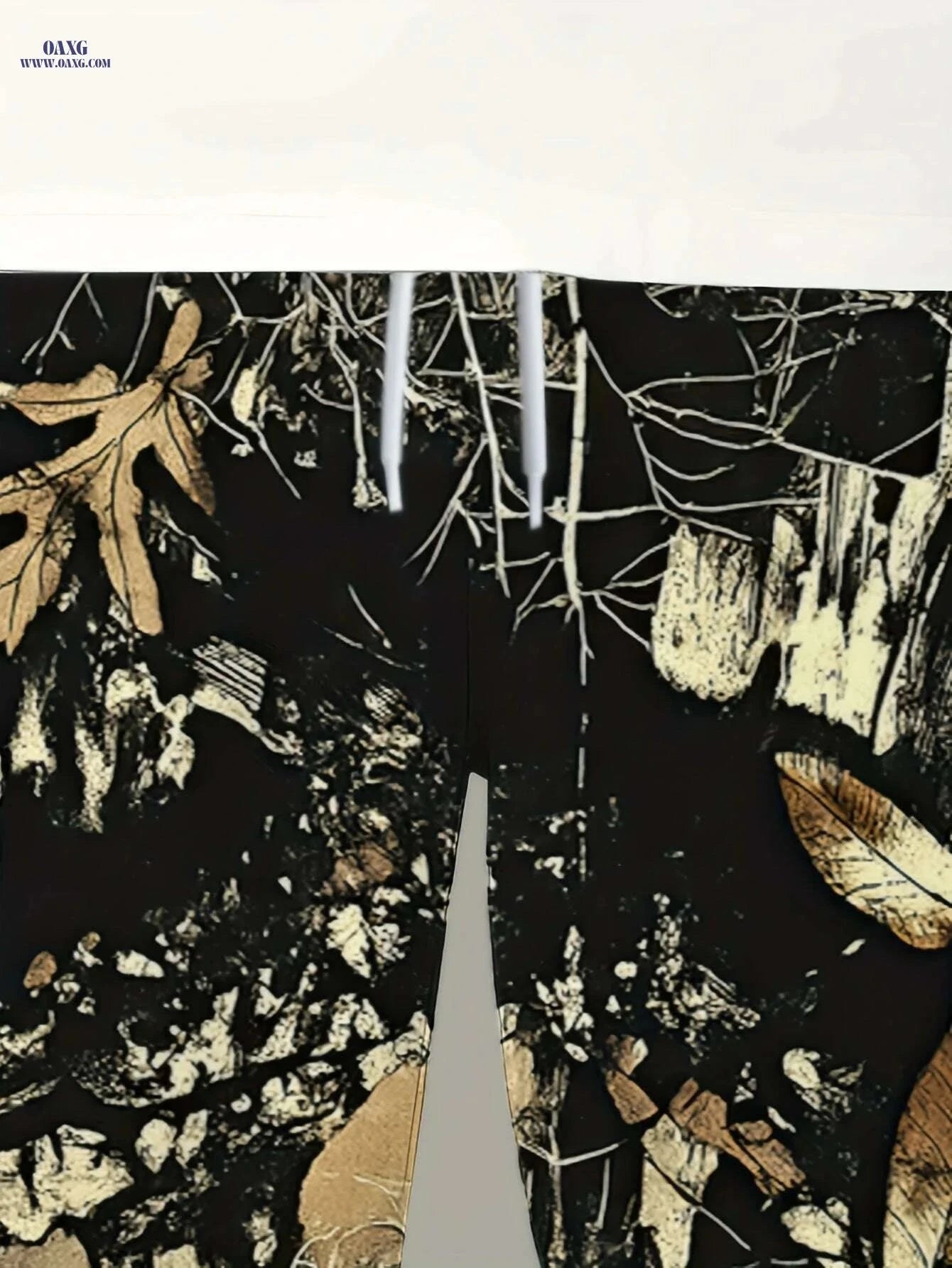 Men's 3D Leaf Print Camouflage Pants - Durable Multi-Pocket Workwear   OAXG Mixed Color / S