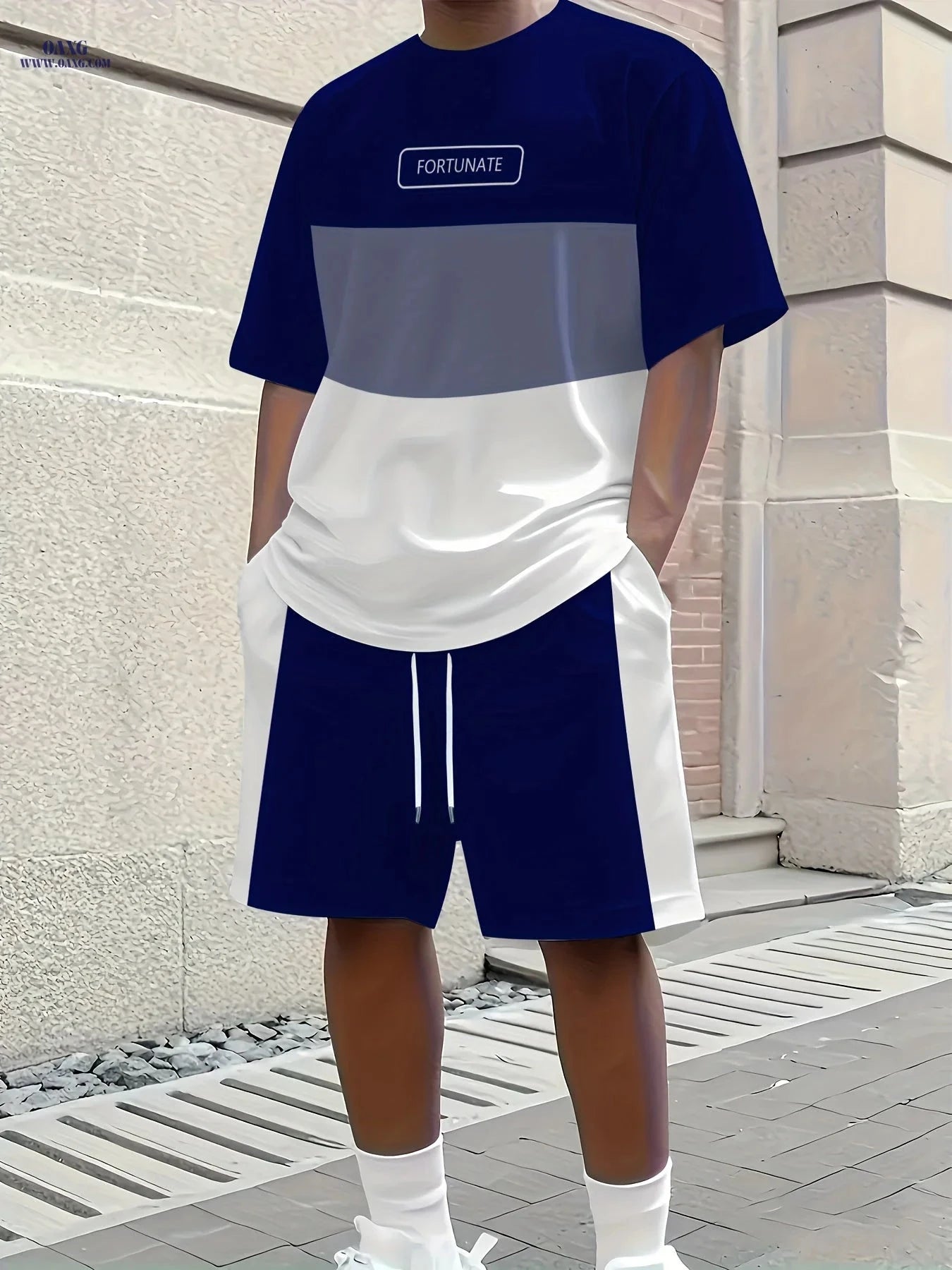 Men's 3D Letter Print Summer T-Shirt & Shorts Set - Lightweight Casual   OAXG 