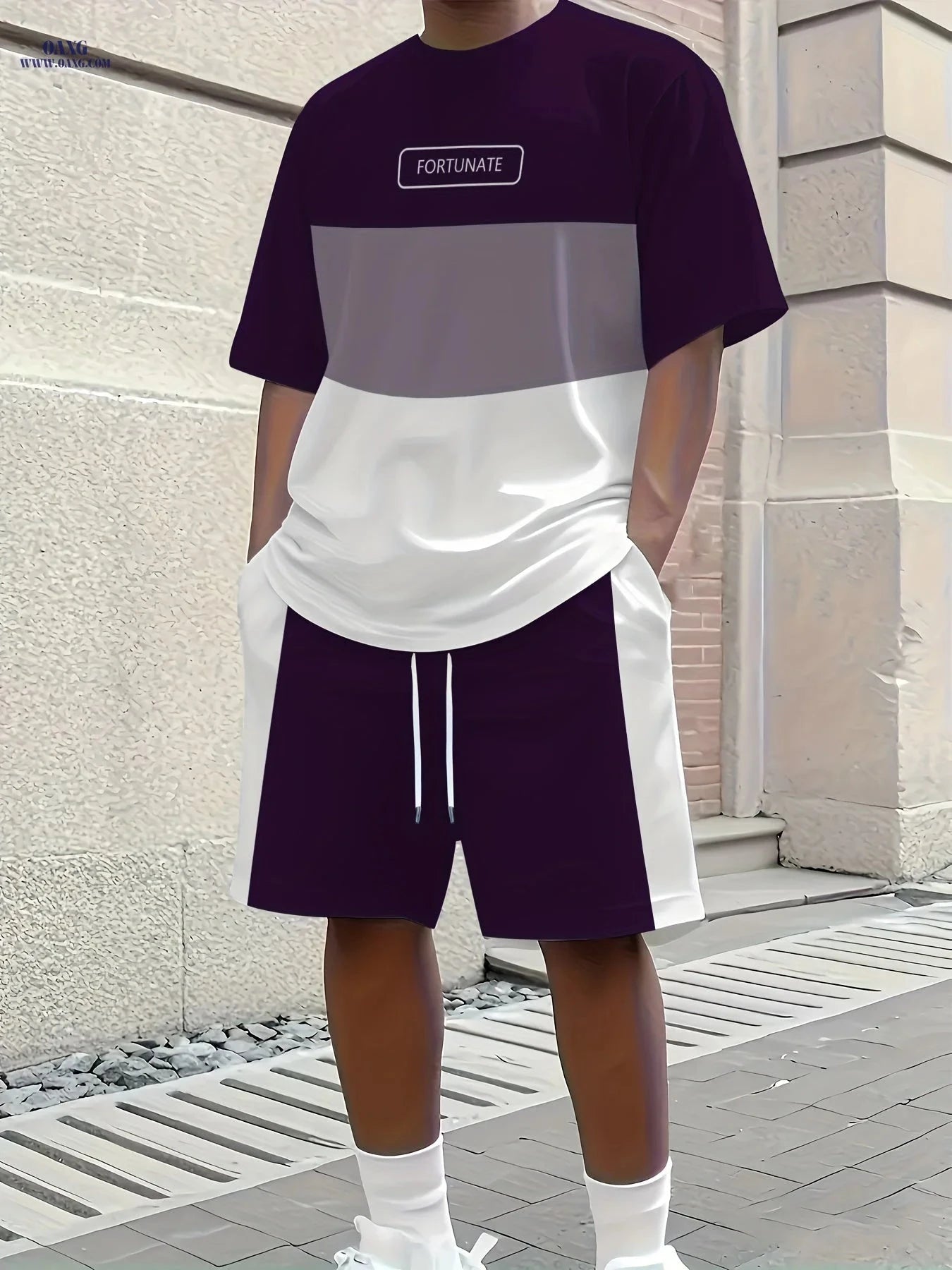 Men's 3D Letter Print Summer T-Shirt & Shorts Set - Lightweight Casual   OAXG 