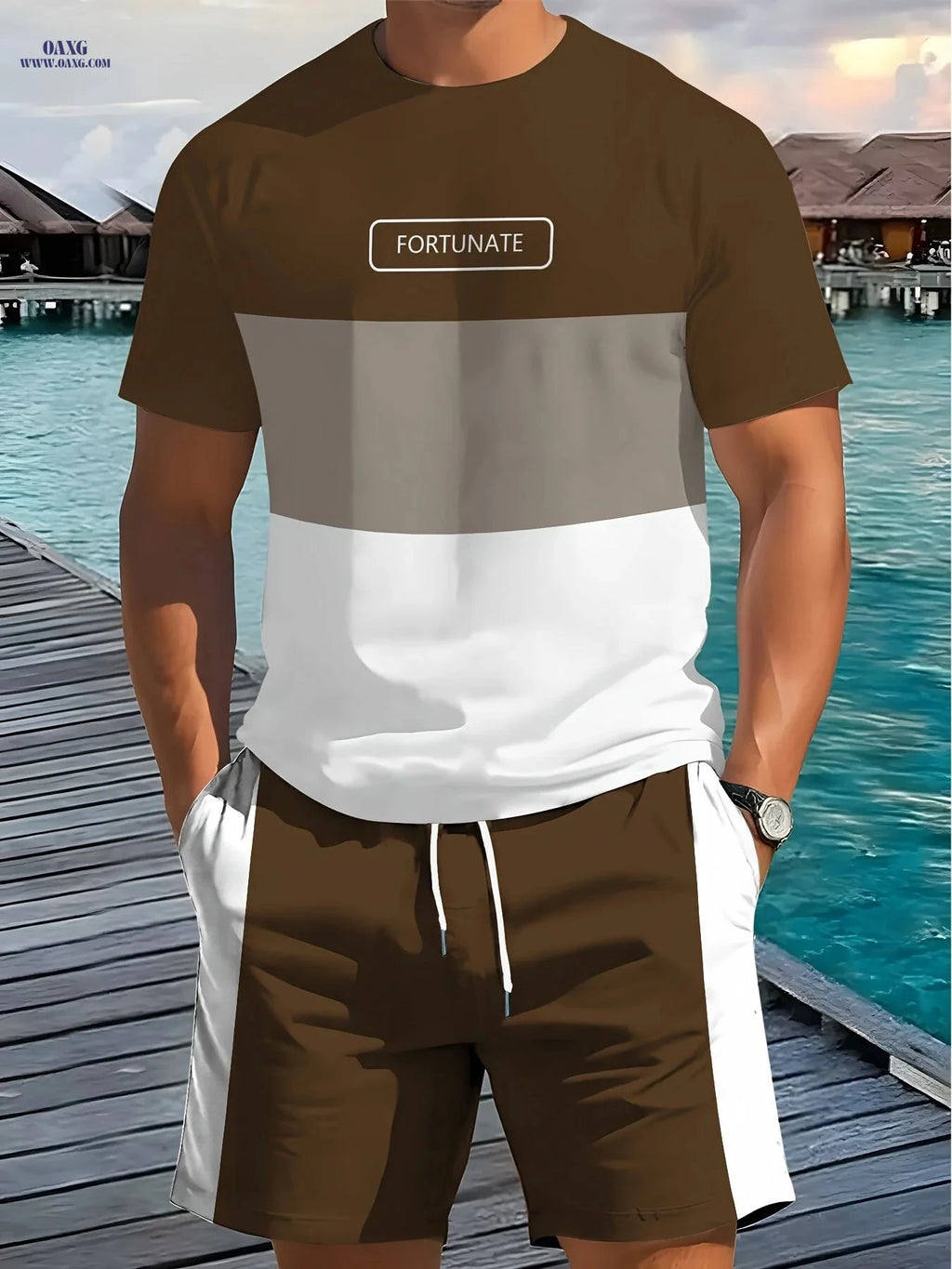 Men's 3D Letter Print Summer T-Shirt & Shorts Set - Lightweight Casual   OAXG 