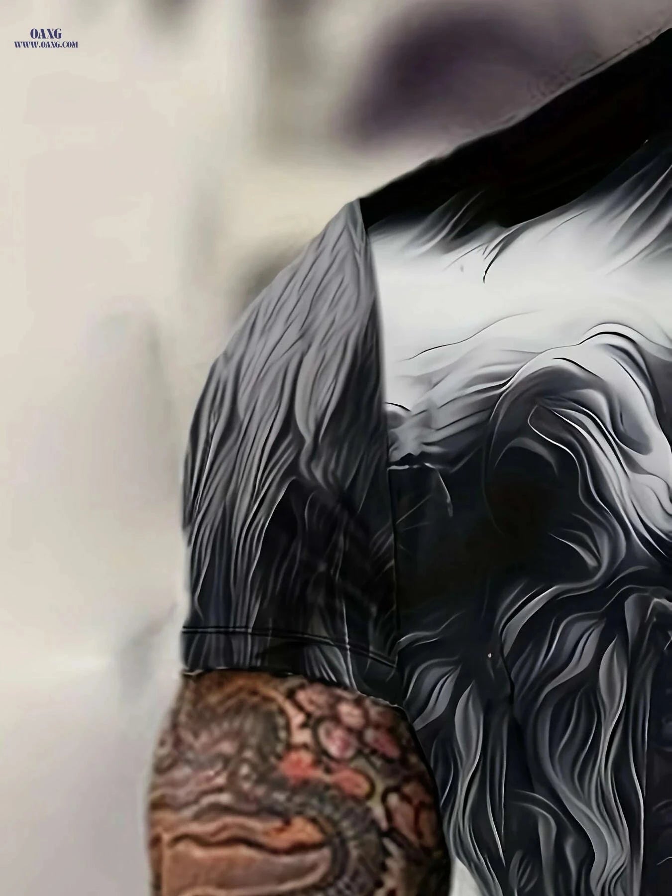 Men's 3D Lion Head Graphic T-Shirt - Black Casual Summer Tee   OAXG Mixed Color / S