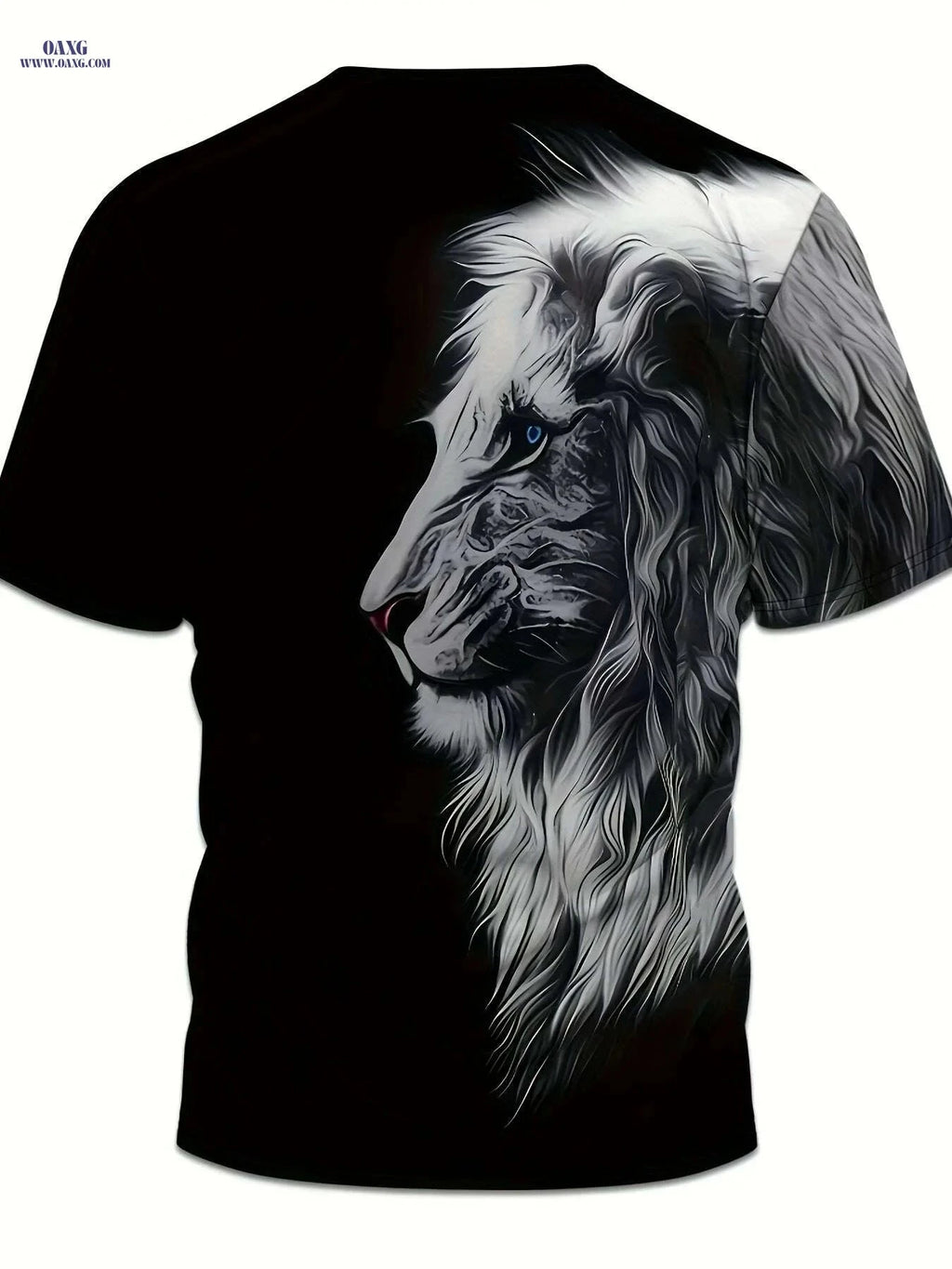 Men's 3D Lion Head Graphic T-Shirt - Black Casual Summer Tee   OAXG Mixed Color / S