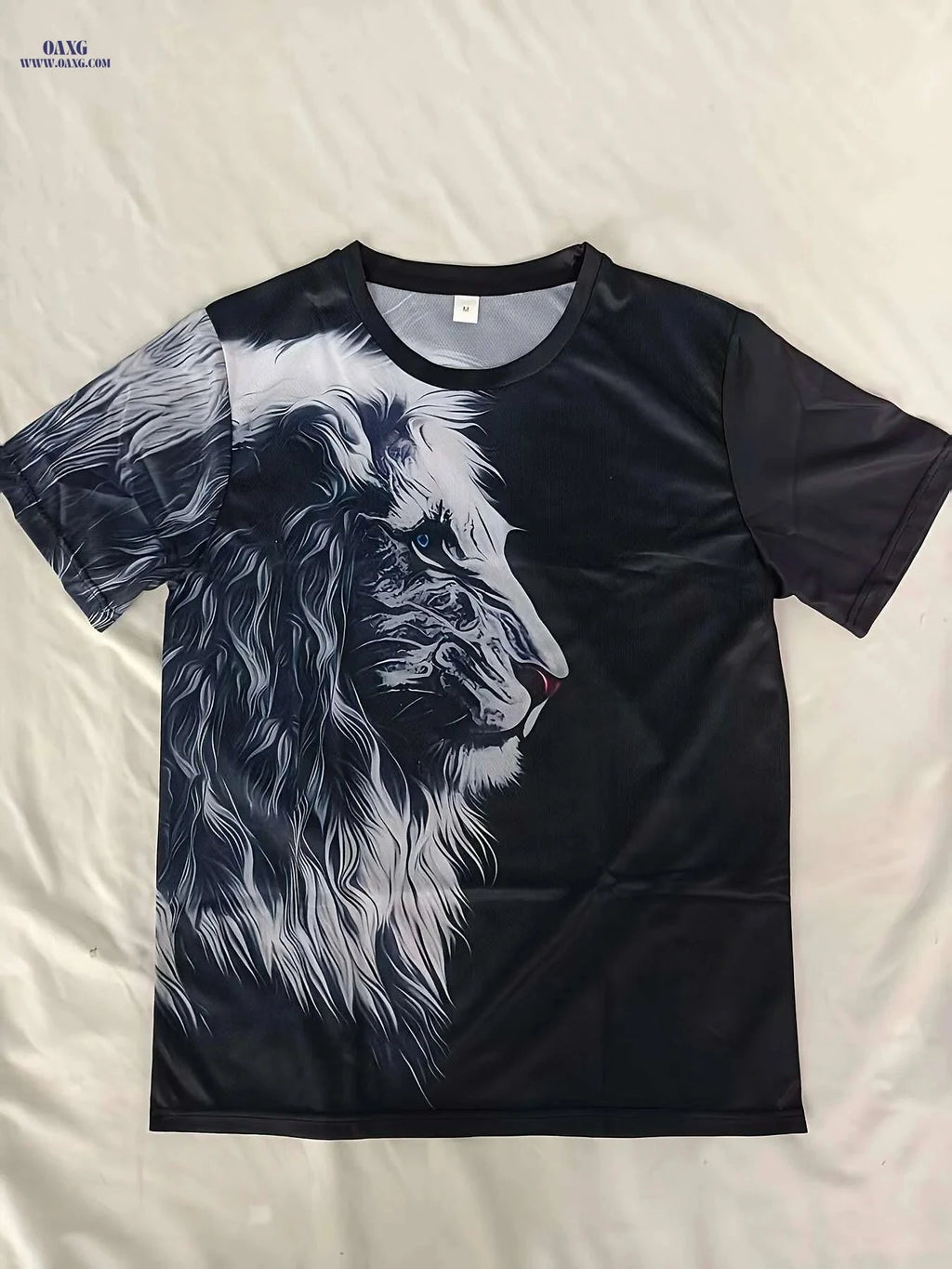 Men's 3D Lion Head Graphic T-Shirt - Black Casual Summer Tee   OAXG Mixed Color / S