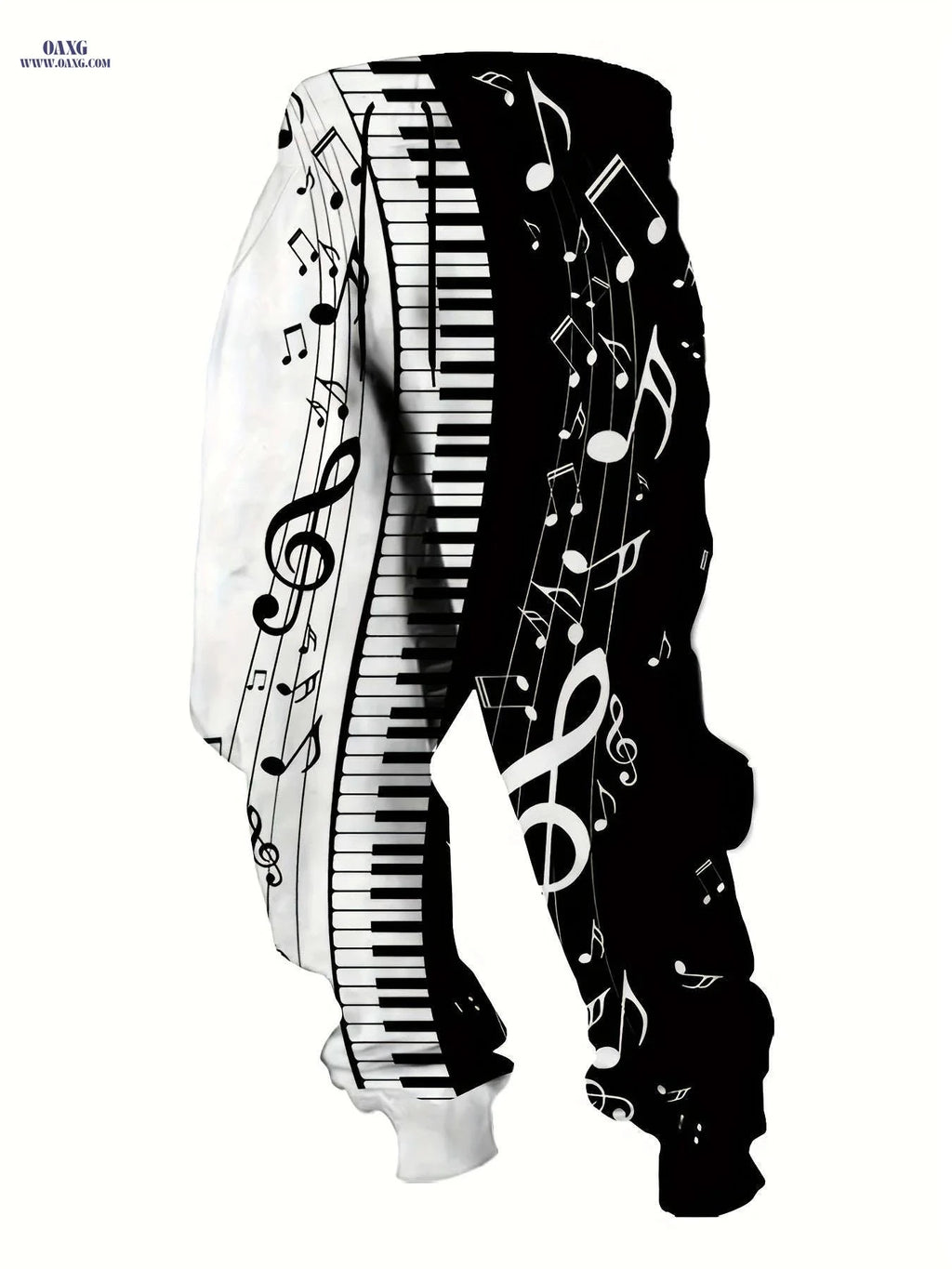 Men's 3D Piano Note Print Joggers - Casual Streetwear Sweatpants   OAXG Black / FR S