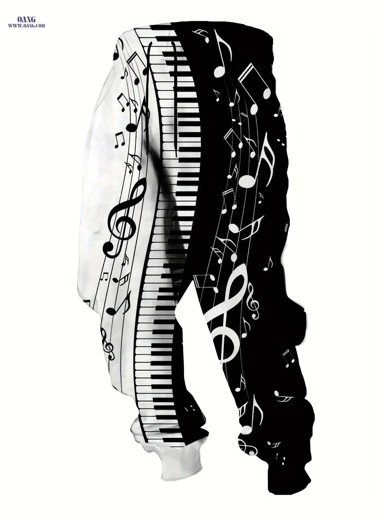 Men's 3D Piano Note Print Joggers - Casual Streetwear Sweatpants   OAXG Black / FR S