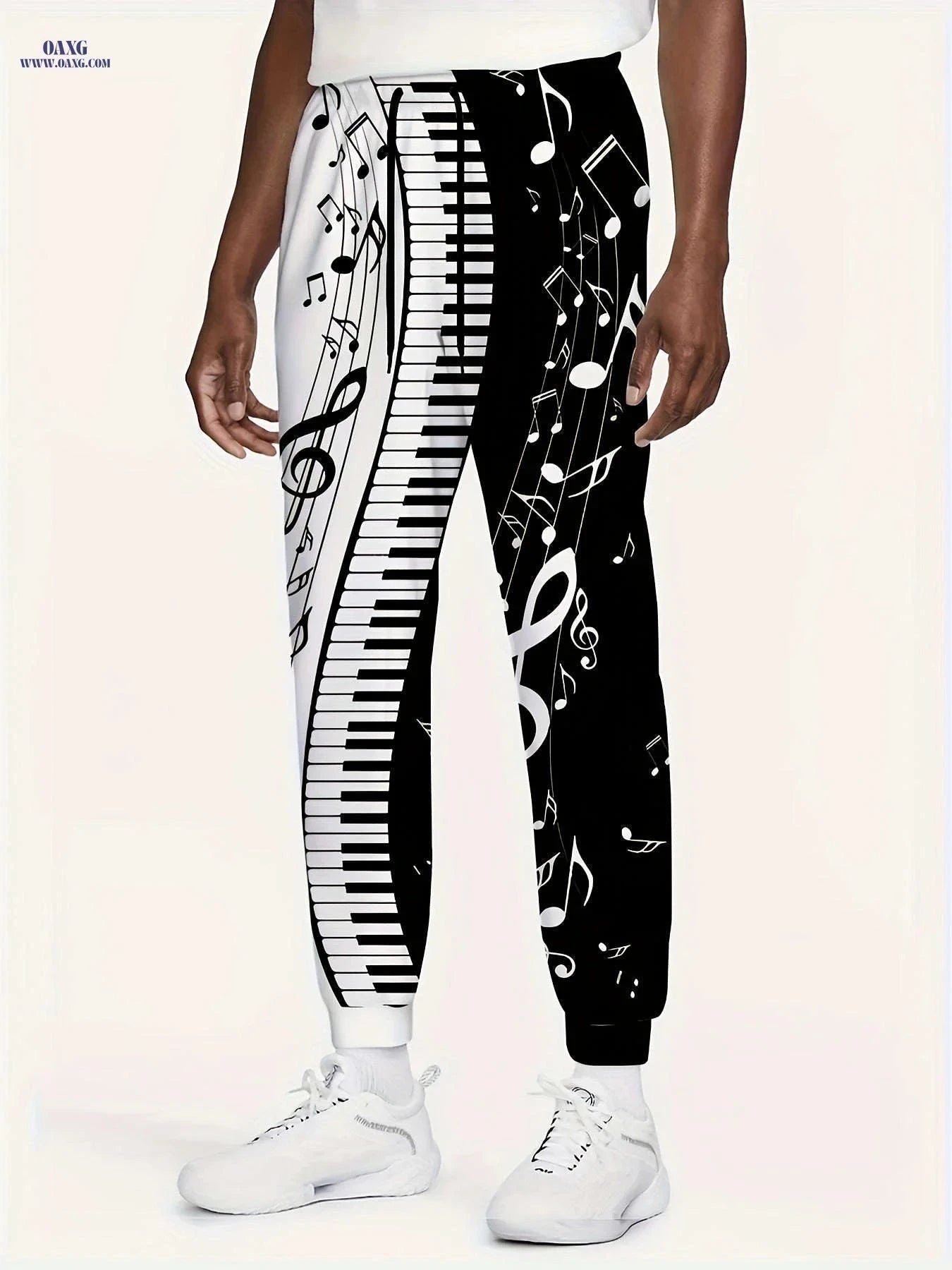 Men's 3D Piano Note Print Joggers - Casual Streetwear Sweatpants   OAXG 