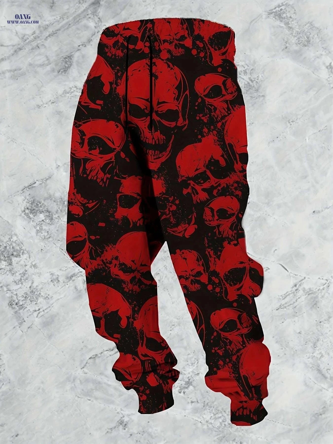 Men's 3D Print Casual Pants - Stretch Polyester, Regular Fit   OAXG Red / S