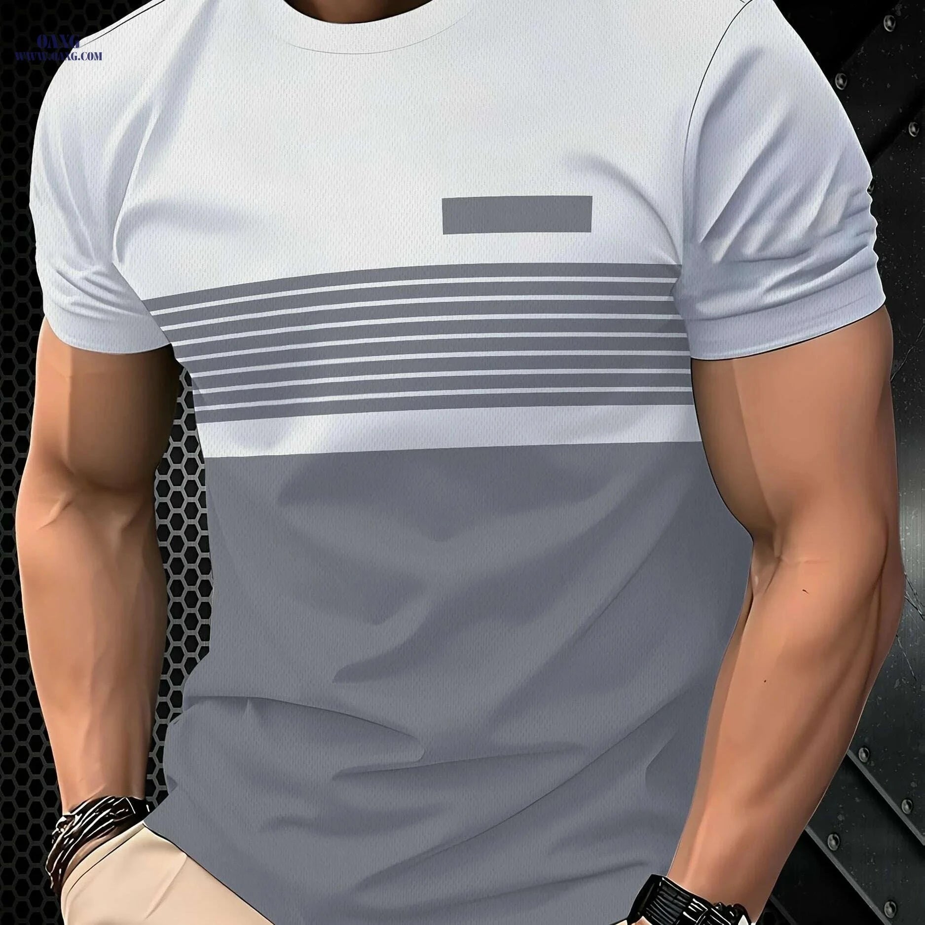 Men's 3D Print Casual T-Shirt - Summer Round Neck Tee, Easy Care   OAXG Dark Gray / S
