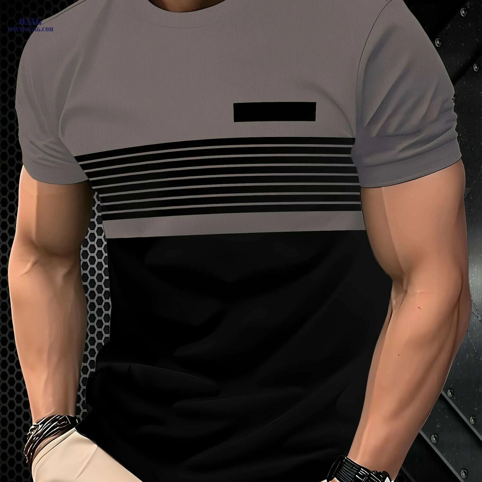 Men's 3D Print Casual T-Shirt - Summer Round Neck Tee, Easy Care   OAXG Dark Gray / S