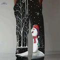 Men's 3D Print Christmas Pants - Relaxed Fit, Drawstring Waist   OAXG Black / M