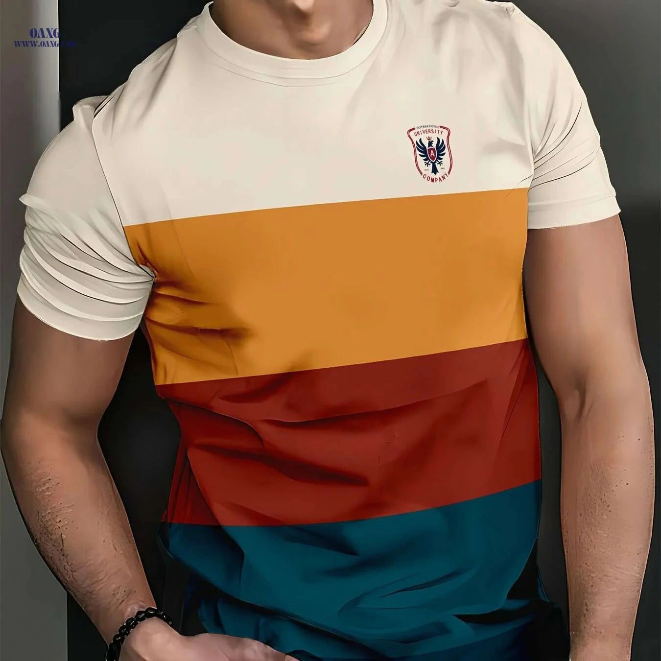 Men's 3D Print Graphic Tee - Lightweight, Breathable Polyester Casual Wear   OAXG 