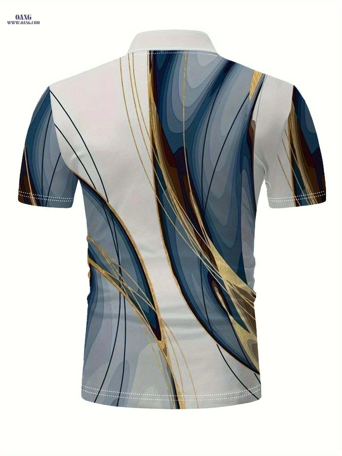Men's 3D Print Lapel Short Sleeve Shirt - Casual Fitness Training   OAXG 