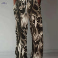 Men's 3D Print Pants - Casual Loose Fit, Skull and Floral Design   OAXG Style4 / M