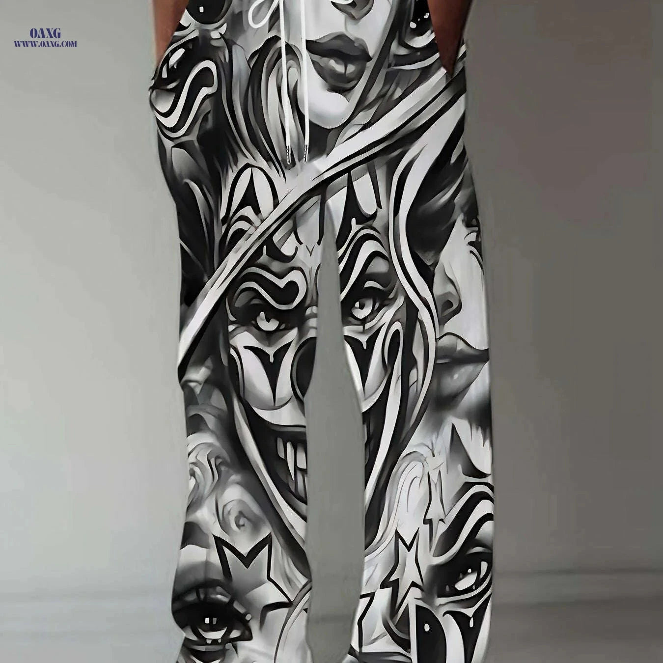 Men's 3D Print Pants - Casual Loose Fit, Skull and Floral Design   OAXG Style4 / M