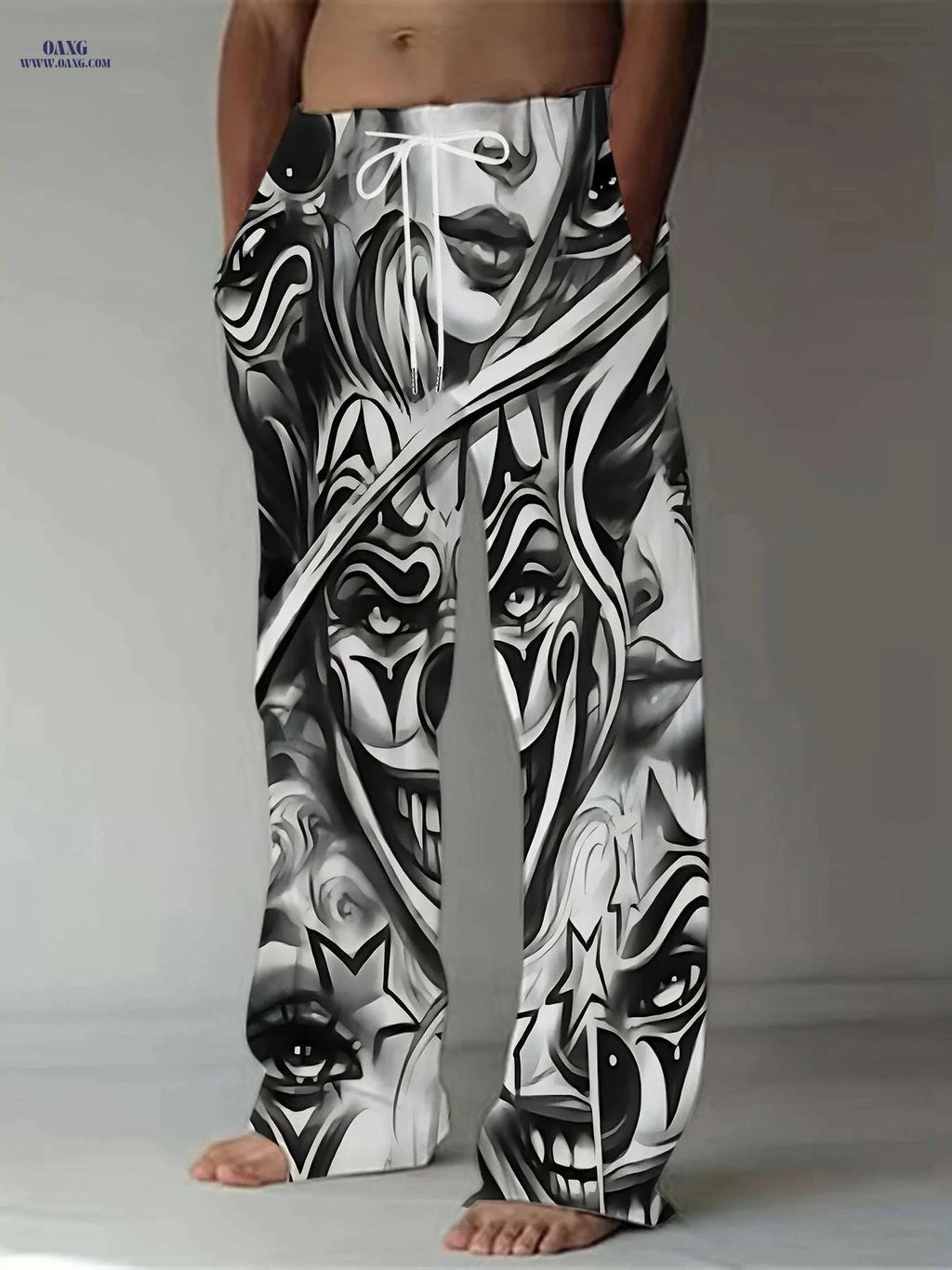 Men's 3D Print Pants - Casual Loose Fit, Skull and Floral Design   OAXG Style4 / M