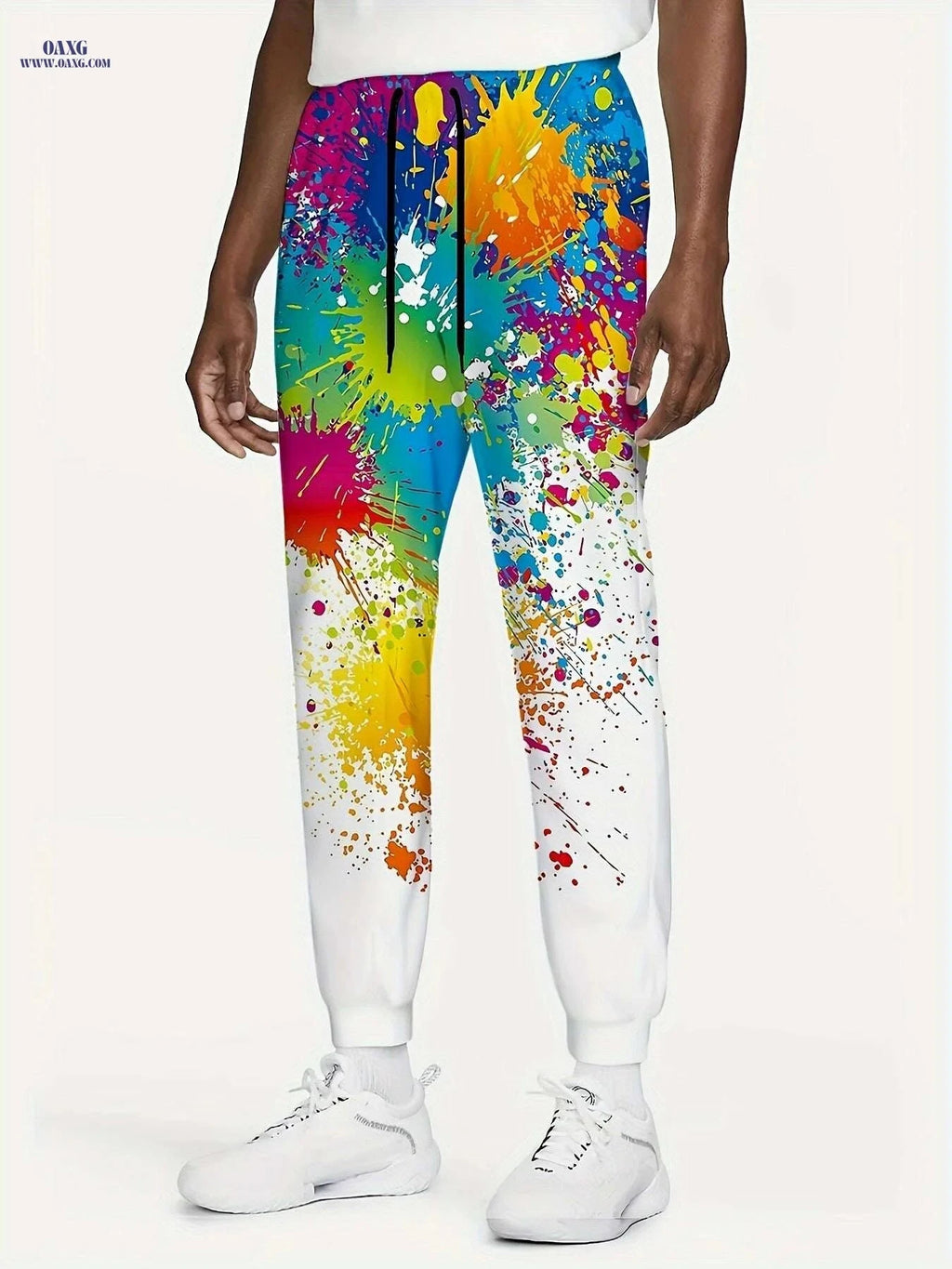 Men's 3D Print Splash Jogger Pants - Casual Regular Fit, Stretchy   OAXG Multicolor / S