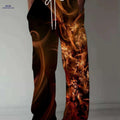 Men's 3D Print Straight Leg Pants - Casual Loose Fit with Drawstring   OAXG 