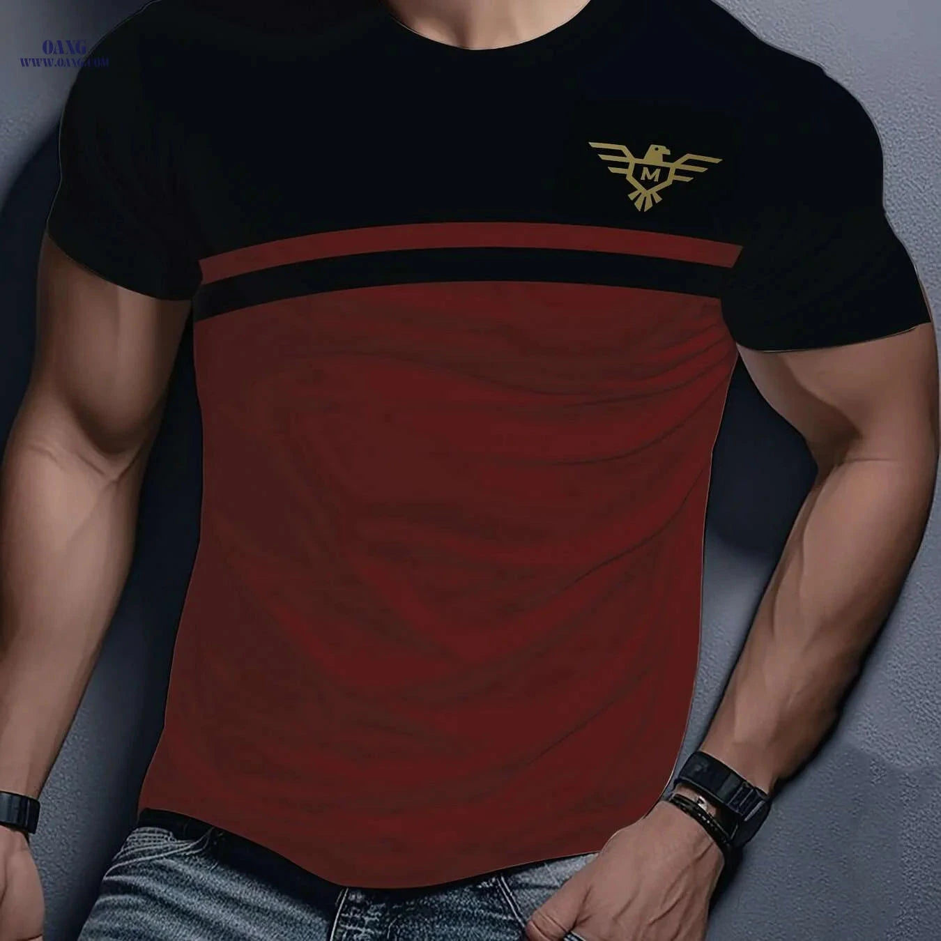 Men's 3D Print T-Shirt - Casual Striped Polyester Tee for Summer   OAXG 