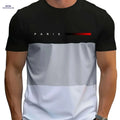 Men's 3D Print T-Shirt - Paris Eiffel Tower Graphic, Casual Style   OAXG Mixed Color / S