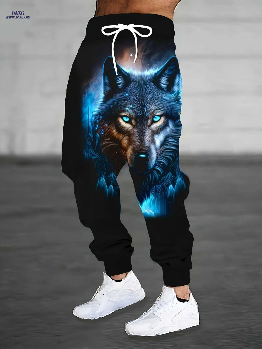 Men's 3D Print Wolf Joggers - Machine Washable with Pockets   OAXG 