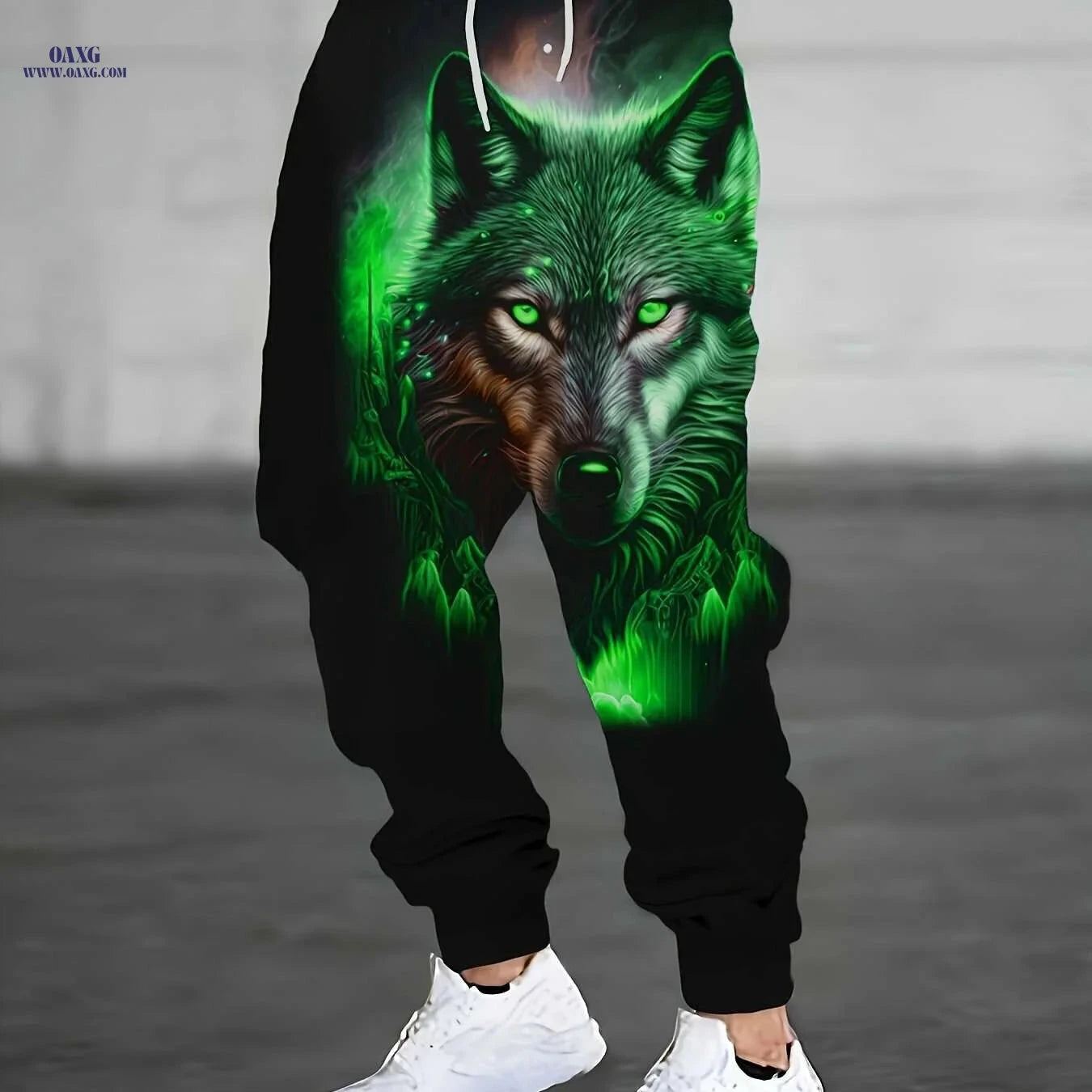Men's 3D Print Wolf Joggers - Machine Washable with Pockets   OAXG Blue / S