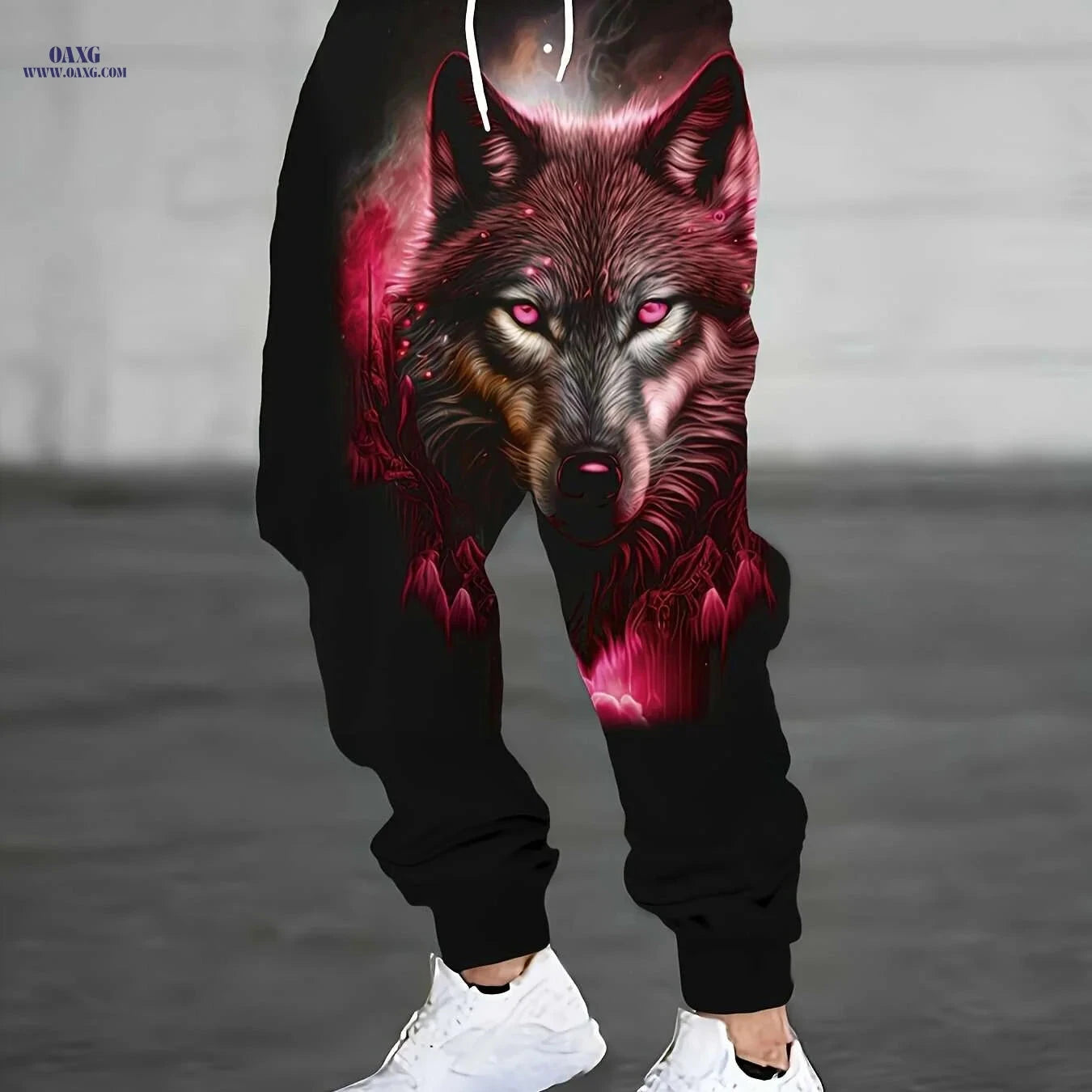 Men's 3D Print Wolf Joggers - Machine Washable with Pockets   OAXG Blue / S