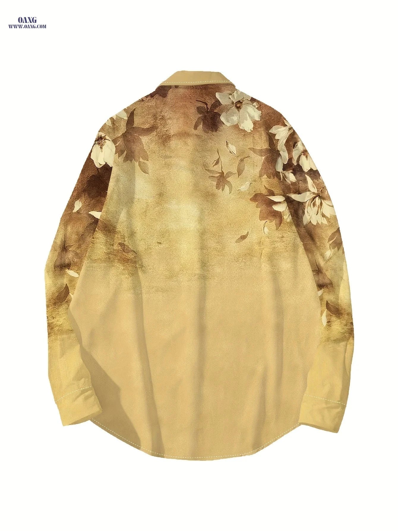 Men's 3D Printed Casual Shirt - Floral Pattern, Mandarin Collar   OAXG 