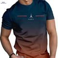 Men's 3D Printed Eiffel Tower Tee - Breathable, Casual Summer Shirt   OAXG Orange / S