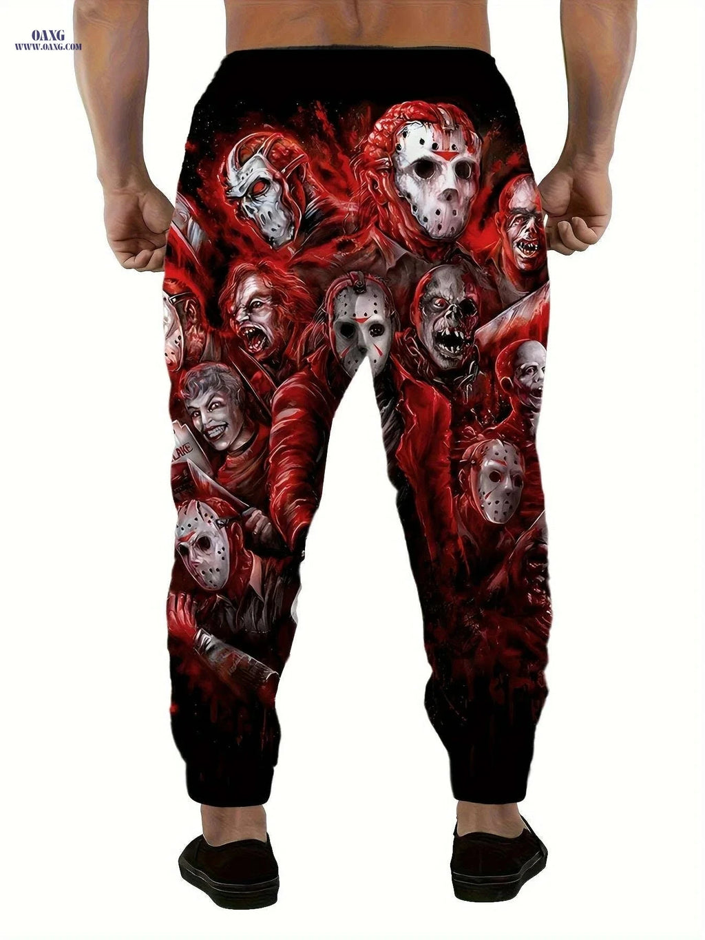 Men's 3D Printed Jogger Pants - Casual Loose Fit with Pockets   OAXG Red / S