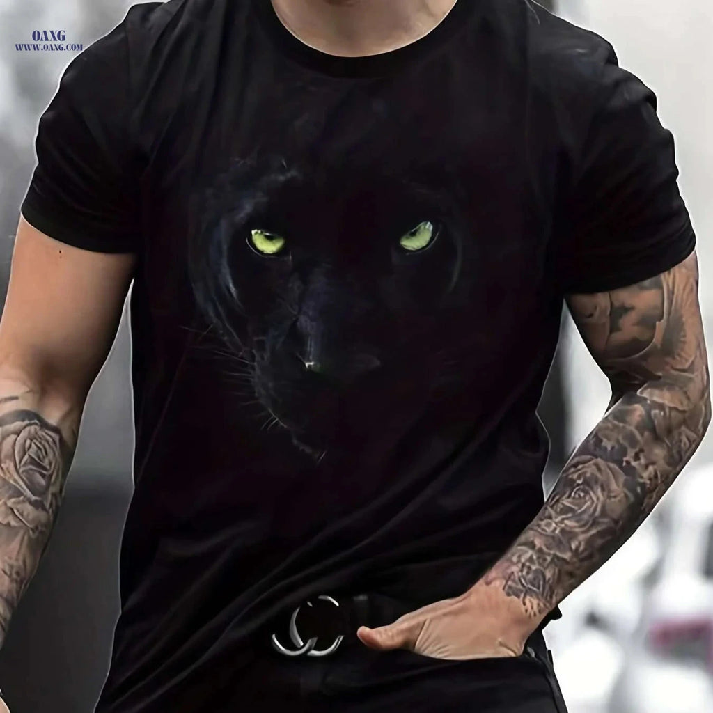 Men's 3D Printed Panther Graphic T-Shirt - Plus Size Slim Fit Tee   OAXG 