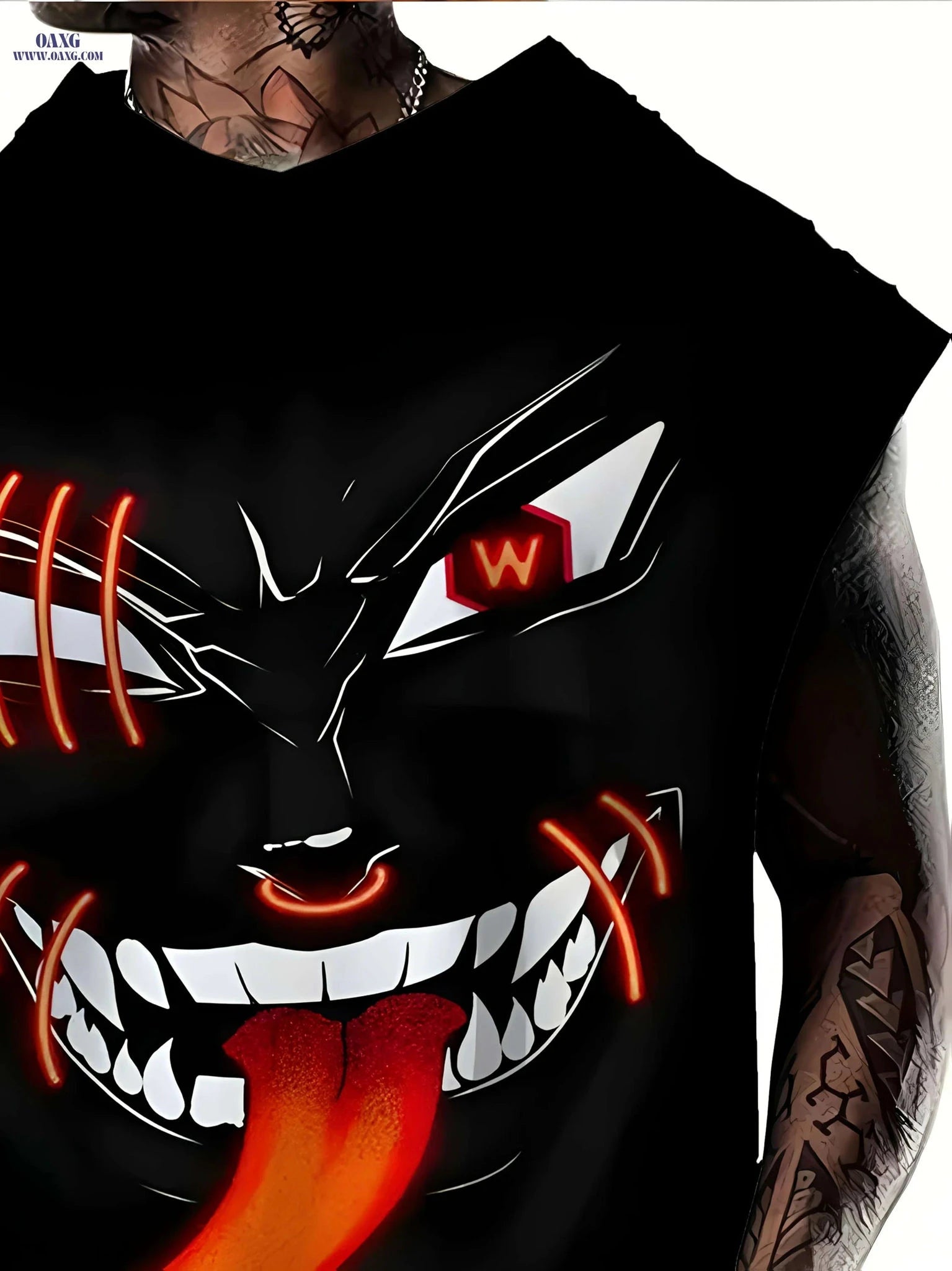 Men's 3D Punk Mask Print Tank Top - Casual Summer Sleeveless Shirt   OAXG Black / M