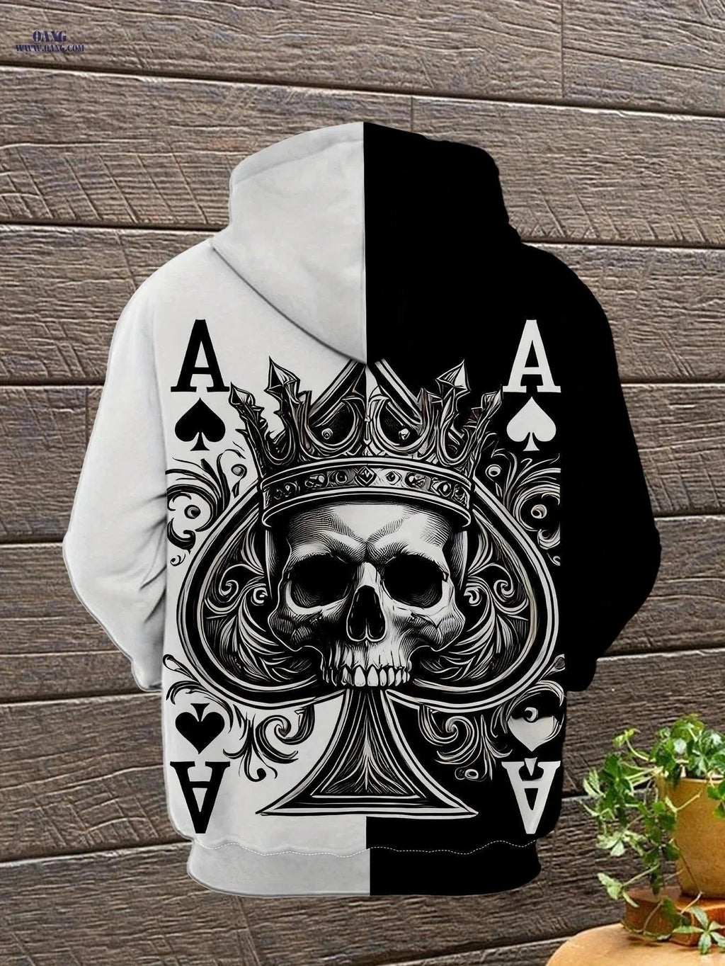 Men's 3D Skeleton Poker Hoodie - Casual Long Sleeve Jacket   OAXG 【Multicolor】 / FR S